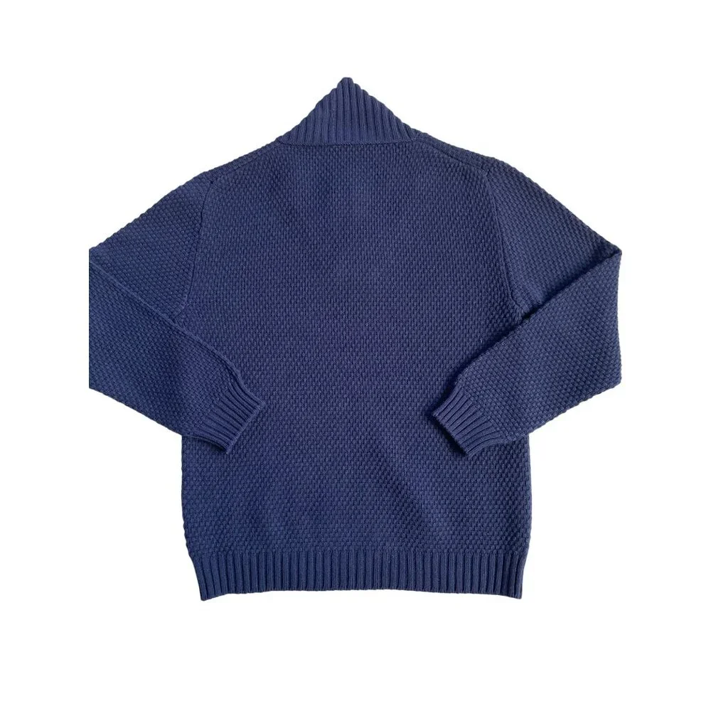 Romeo Gigli mock neck half-button collared pullover sweater Men's XL Navy Wool